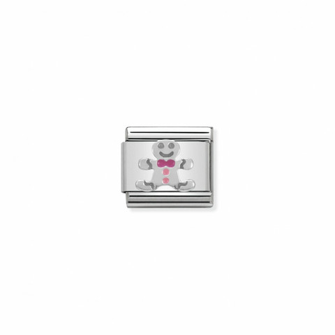 Nomination Italy- Classic, Gingerbread Man Charm. Silver 
