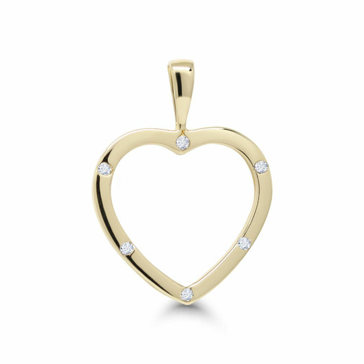 Korutuote Oy- Keltakultainen avonainen sydän timanttiriipus