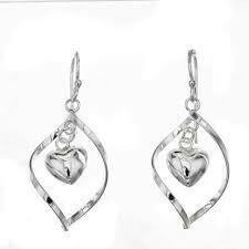 Silver Bar- Sydän, hopeakorvakorut 