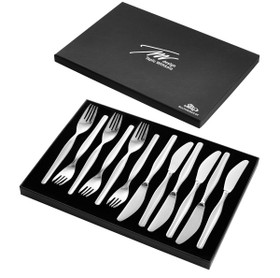 Kultakeskus Oy-  Ruokahaarukka ja -veitsi 6 paria, Tapio Wirkkala. Jaloteräs