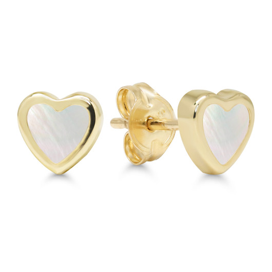 Korutuote Oy- Kultakorvakorut, sydän. Helmiäinen