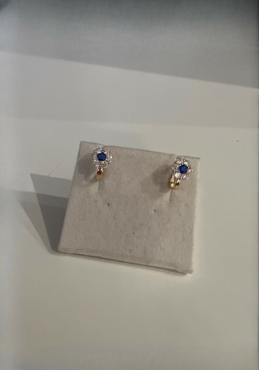 Kultakoruja- Korvakorut, koukku. Sininen