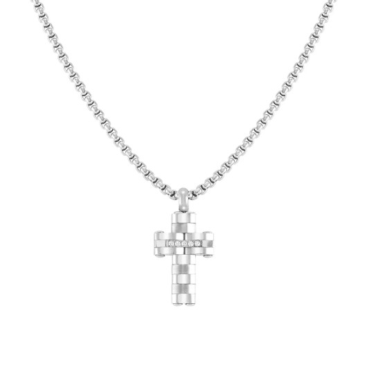 Nomination Italy- Kaulakoru, Risti teräs. Steel & White Diamond