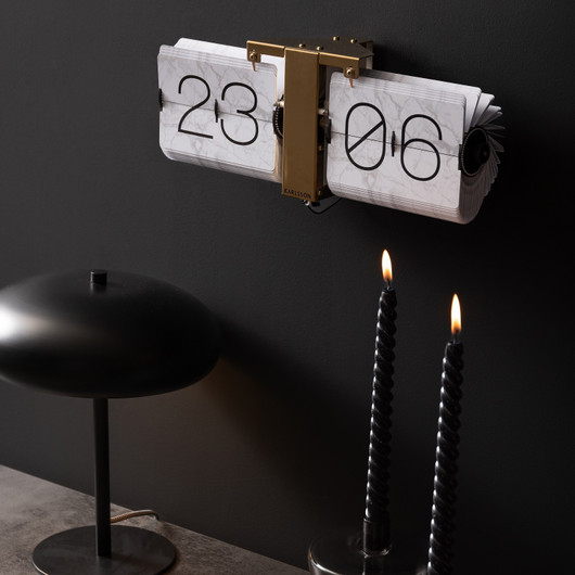 Karlsson- Flip Clock No Case Marble, seinäkello