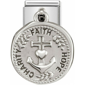 Nomination Italy- Silvershine collection, classic. Faith Hope Charity