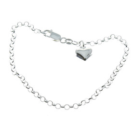  Korutuonti- Papunilkkaketju sydämellä. Nilkkakoru, hopea