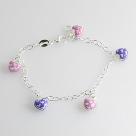 Lasten ranneketju emaloiduilla sydämillä -rannekoru, hopea 16,5