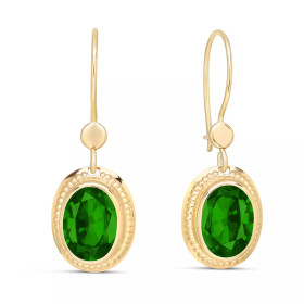 Korutuote Oy- Roikkuvat kultakorvakorut vihreällä zirkonilla