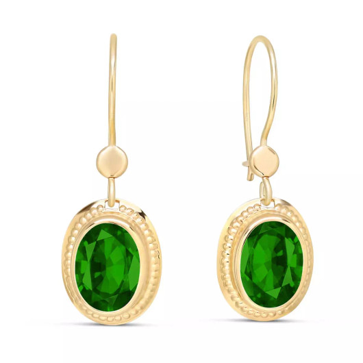 Korutuote Oy- Roikkuvat kultakorvakorut vihreällä zirkonilla