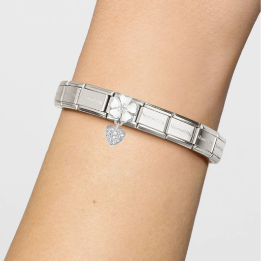 Nomination Italy- Classic Charms, Valkoinen kukka ja sydän