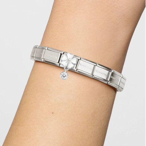Nomination Italy- Classic Charms, Valkoinen kukka ja pave