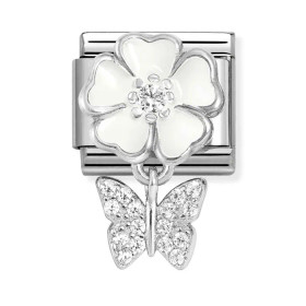 Nomination Italy- Classic Charms, Valkoinen kukka ja perhonen