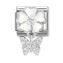 Nomination Italy- Classic Charms, Valkoinen kukka ja perhonen