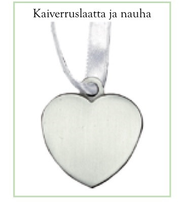 Kaiverruslaatta ja nauha, sydän