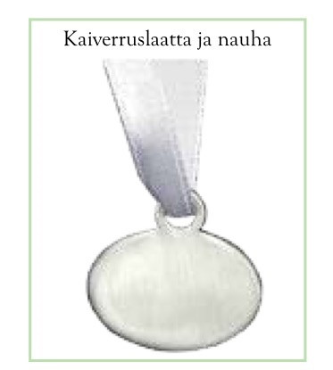 Kaiverruslaatta ja nauha, pyöreä