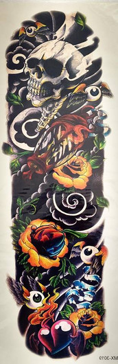 Skull and yellow roses XL