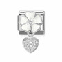 Nomination Italy- Classic Charms, Valkoinen kukka ja sydän