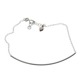  Korutuonti- Rodinoitu nilkkaketju kullatulla sydämellä. Nilkkakoru, hopea