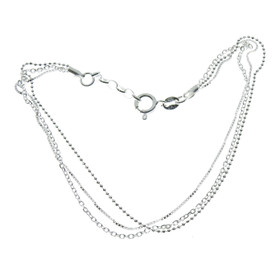  Korutuonti- Kolmeketjuinen nilkkaketju. Nilkkakoru, hopea