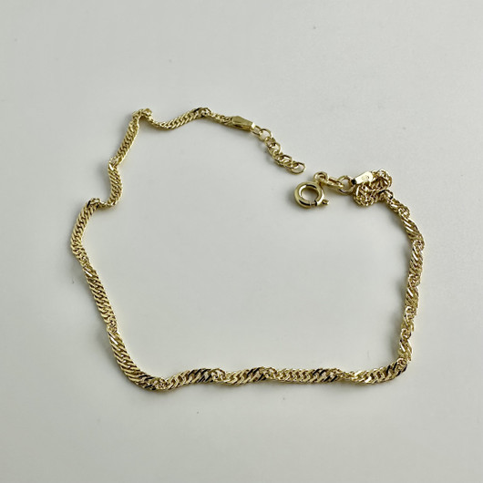  Korutuonti- Kullattu kullattu singaporenilkkaketju. Nilkkakoru, hopea