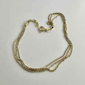  Korutuonti- Kullattu 3-ketjuinen nilkkaketju. Nilkkakoru, hopea