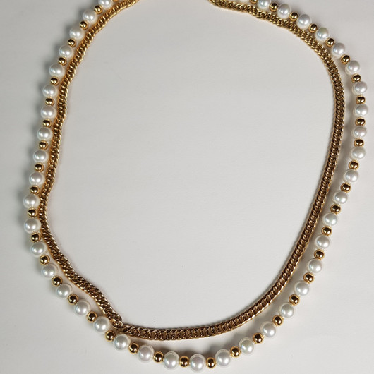 Bosie-  Kaulaketju, Helmi & teräs. Panssari 6/50cm