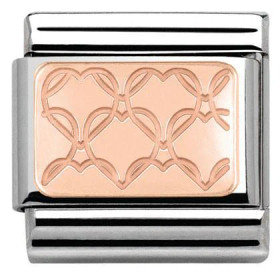 Nomination Italy- Classic Rose Gold, Hearts Pattern Charm