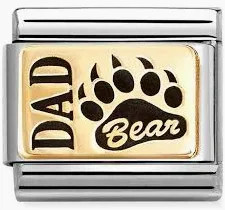 Nomination Italy- Charm, Composable Link. Dad Bear, classic
