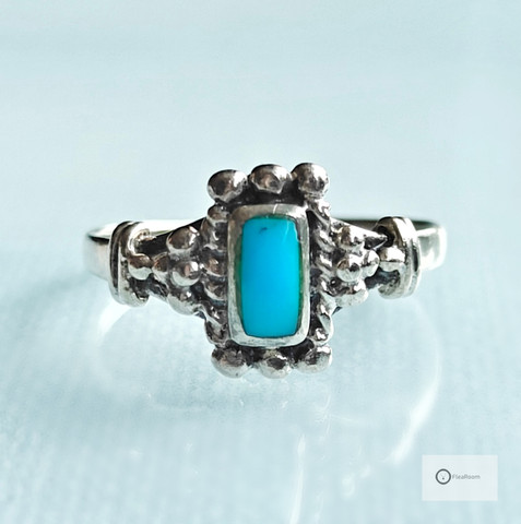 Vanha Hopeasormus Turkoosi Kivi