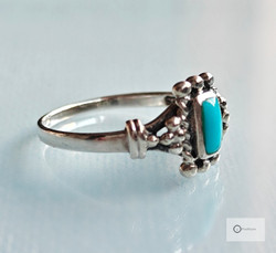 Vanha Hopeasormus Turkoosi Kivi