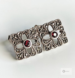 Vanhat Hopeakorvakorut Markasiitit & Punaiset Kivet