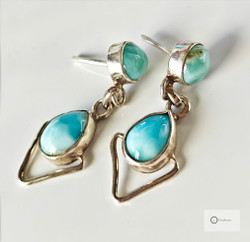 Vanhat Hopeakorvakorut Turkoosinsiniset Kivet