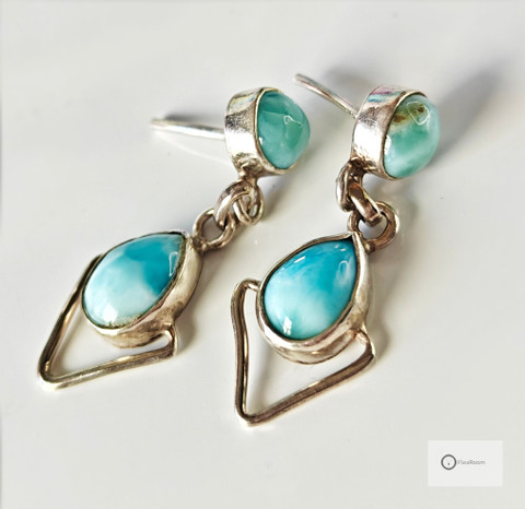 Vanhat Hopeakorvakorut Turkoosinsiniset Kivet