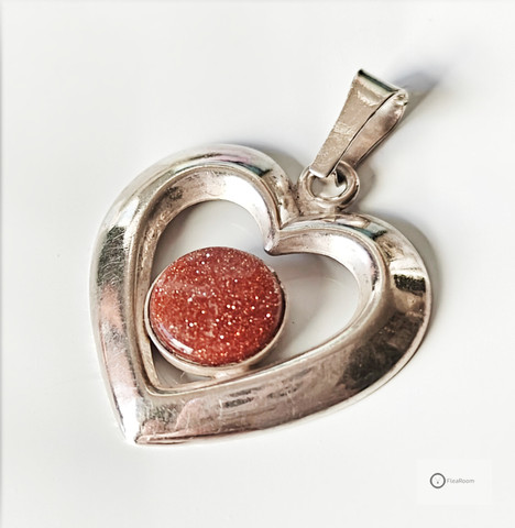 Vanha Hopeariipus Sydän Aurinkokivi