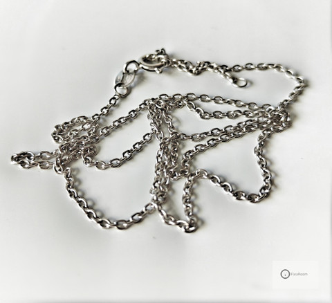 Hopeaketju 45,5 cm/42 cm / 2 mm (ankkuri)