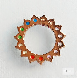 Hopeariipus / -rengas Monivärikivet keltakullattu