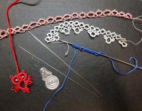 Frivoliteneulat 4 kpl ja langanpujotin