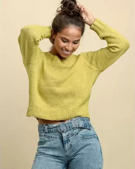 neulottu-palmikkopaita-keltainen-ohje-hjertegarn-organic-trio-villa-puuvilla-silkki-lanka