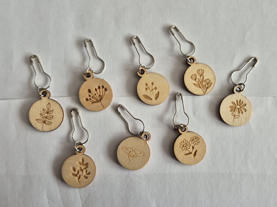 Puiset silmukkamerkit, 8 kpl