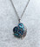 Kaunis antiikkihopeinen sininen / turkoosi emaloitu sydän kaulakoru