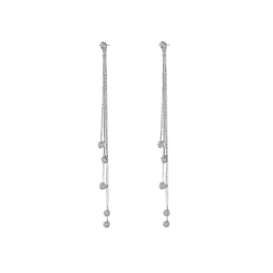 Hopeanväriset 2-osaiset pitkät korvakorut kirkkailla korukivillä 14cm