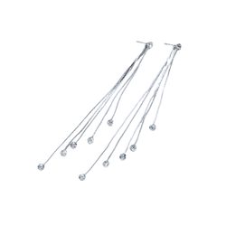 Hopeanväriset 2-osaiset pitkät korvakorut kirkkailla korukivillä 14cm