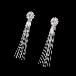 Kimaltelevat pitkät strassi korvakorut ketjuilla 8cm