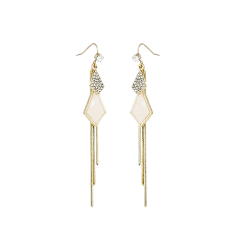 Kullanväriset roikkuvat korvakorut helmiäisvaalealla kuviolla