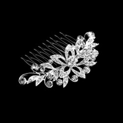 Hopeanvärinen kristalli hiuskampa Kukka