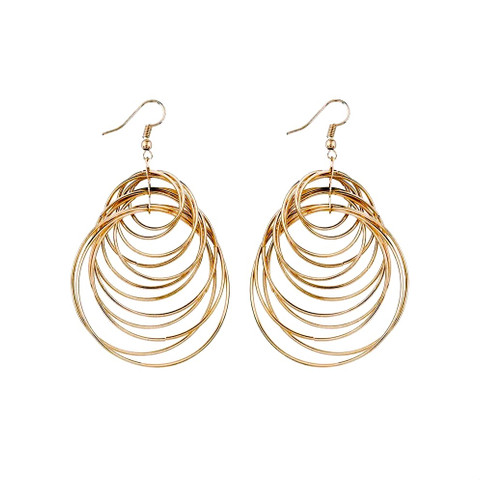 Kullanväriset rengaskorvakorut 12 renkaalla