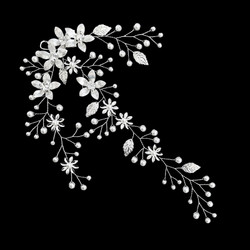 Muotoiltava hopeanvärinen köynnösmäinen metallikukka hiuskoriste