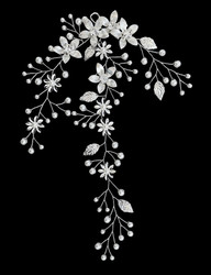 Muotoiltava hopeanvärinen köynnösmäinen metallikukka hiuskoriste