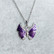 Kaunis emaloitu kimalteleva violetti perhonen kaulakoru
