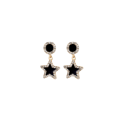 Kullanväriset mustat roikkuvat strassi tähtikorvakorut